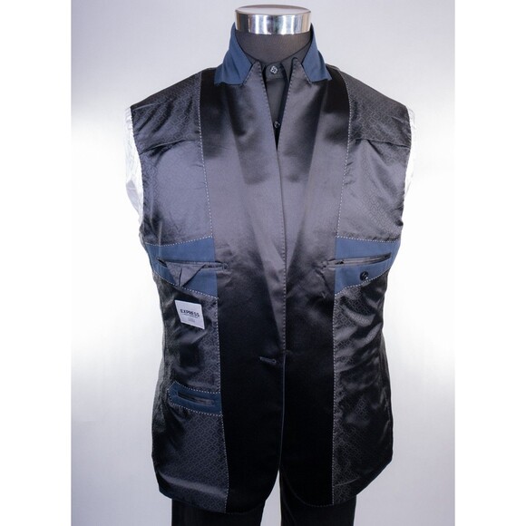 EXPRESS Photographer SLIM Mens Tuxedo Blazer Dinner Jacket 42R Blue Peak - Picture 9 of 14